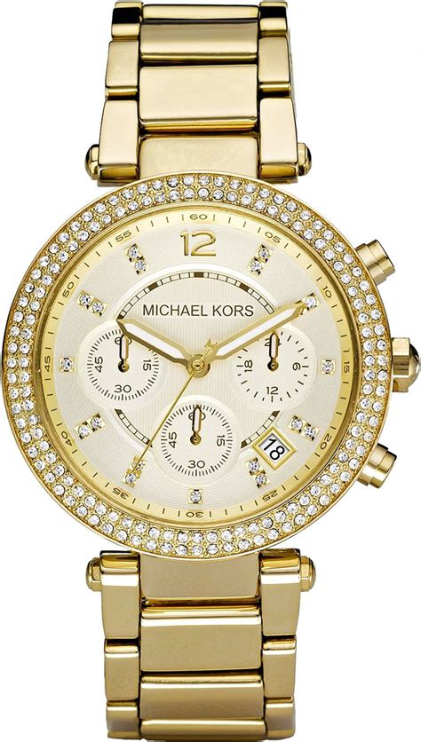 michael kors ladies gold plated chronograph watch mk5354|michael kors parker ladies watch.